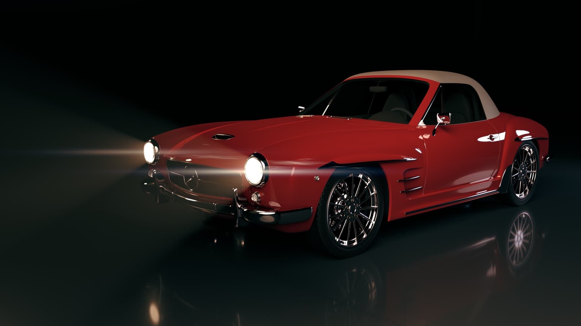 A red car polished to a mirror shine after a ShineCrew wash